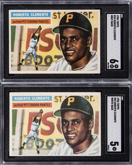 1956 Topps #33 Roberto Clemente, Gray Back and White Back SGC-Graded Pair (2 Different)